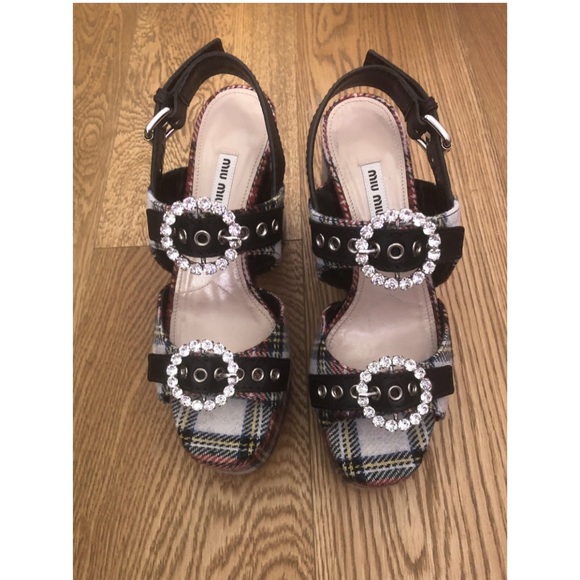 Miu Miu Tartan Embellished Heels - EU 39.5 - Picture 2 of 13